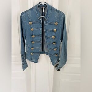 Women's Free People Blue Denim Military Jacket